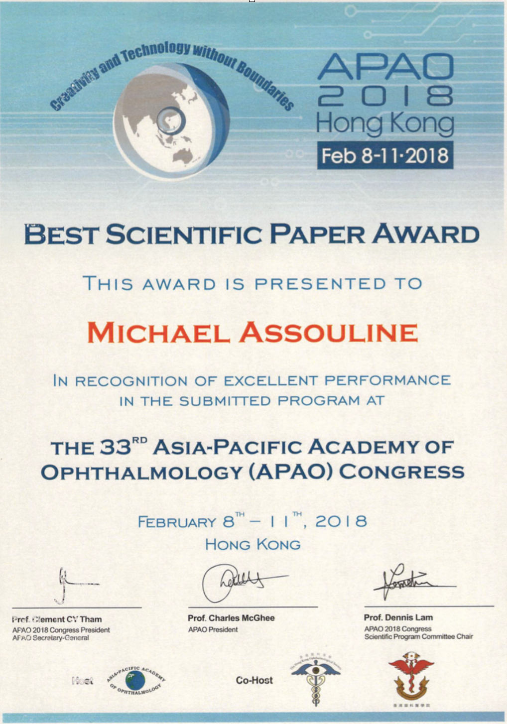 APAO 2018 Asia Pacific Academy of Ophtalmology